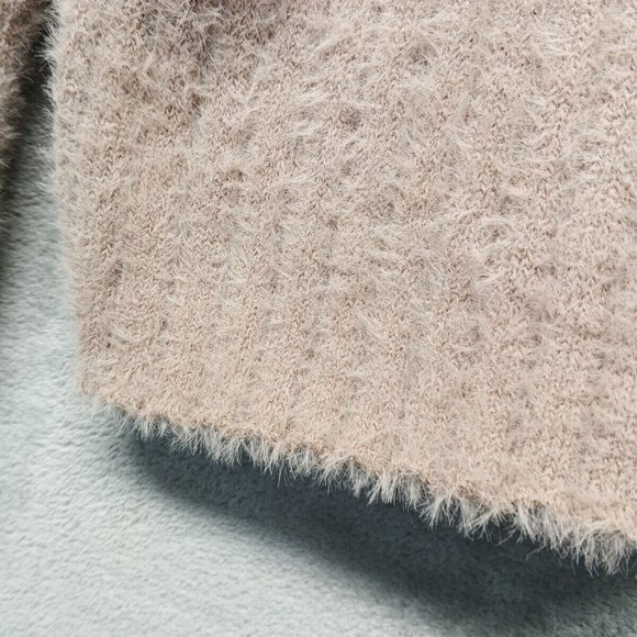 🍑PINK ROSE Women Sweater Fuzzy Cardigan Pullover Fall Solid Taupe Casual XS(0-2 - Picture 7 of 16